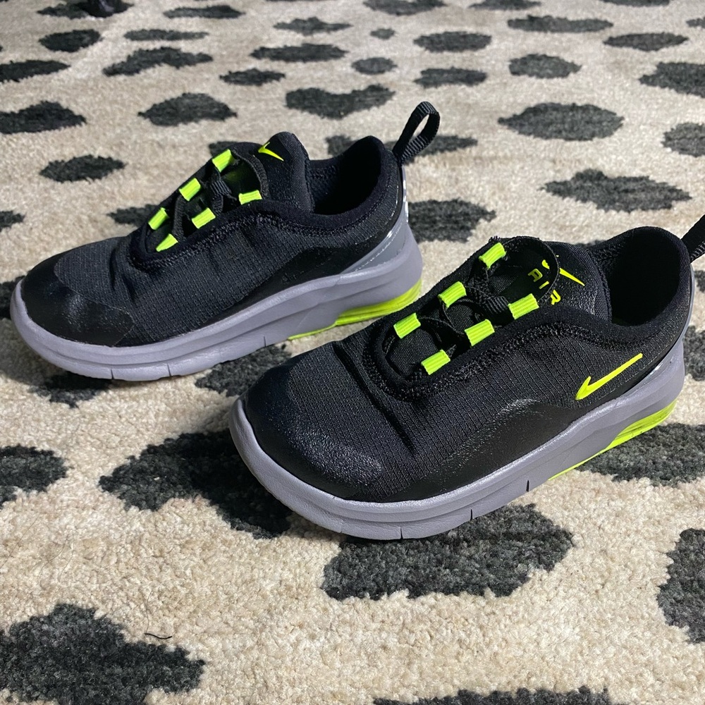 Nike Air Max - black/neon green - size 8c toddler